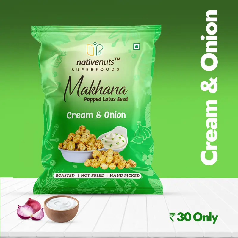 Nativenuts Makhana Cream Onion Pillow Pouch