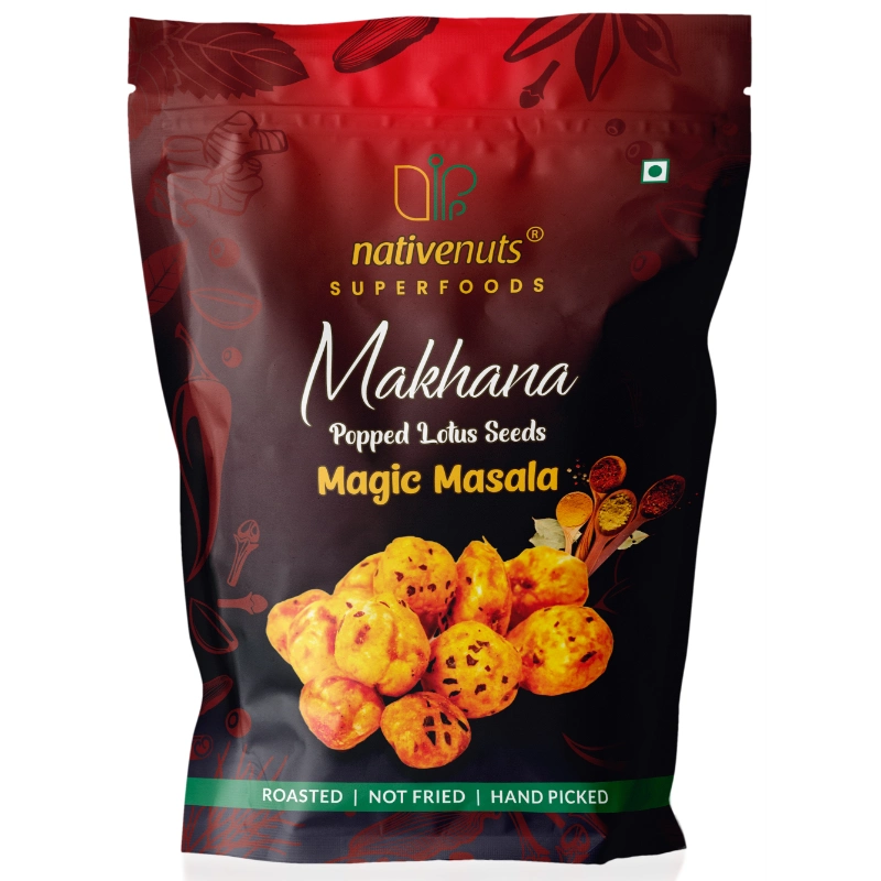 Nativenuts Makhana 4 Flavours Combo Standee Pouch (Himalayan Salt, Peri Peri, Magic Masala, Black Salt)